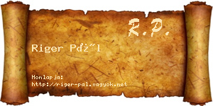 Riger Pál névjegykártya